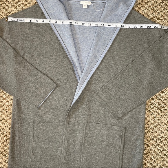 J. Jill Pure Jill Wool Blend Hooded Open Front Long Sleeve Cardigan - Light Gray - Picture 10 of 13